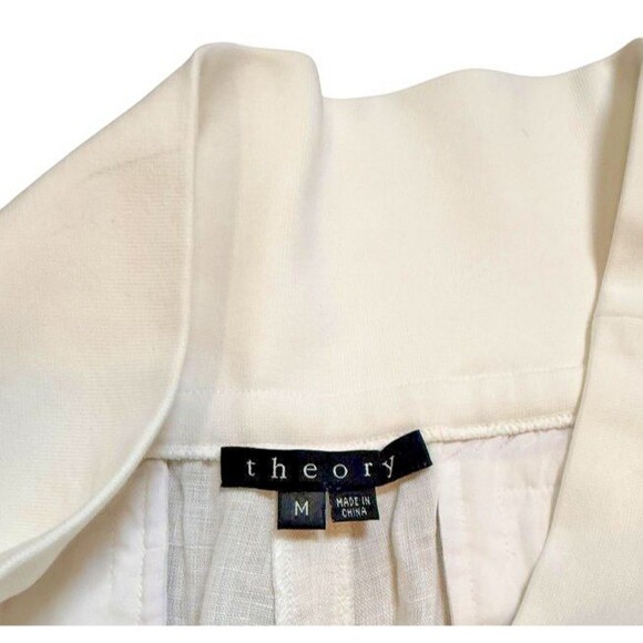 Theory Women's Wide Leg Pants Size Medium- 100% Linen- Elastic Waist- 30.5" Ins - Picture 4 of 8